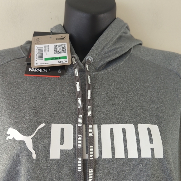 NWT puma fit power pullover hoodie. Gray/ white casual outerwear large - Picture 3 of 13